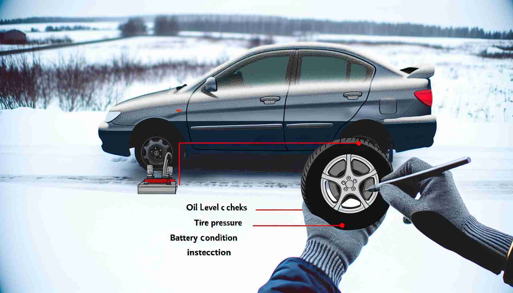 An image illustrating Winterzeit und Autofahren Betriebsmittel regelmäßig prüfen