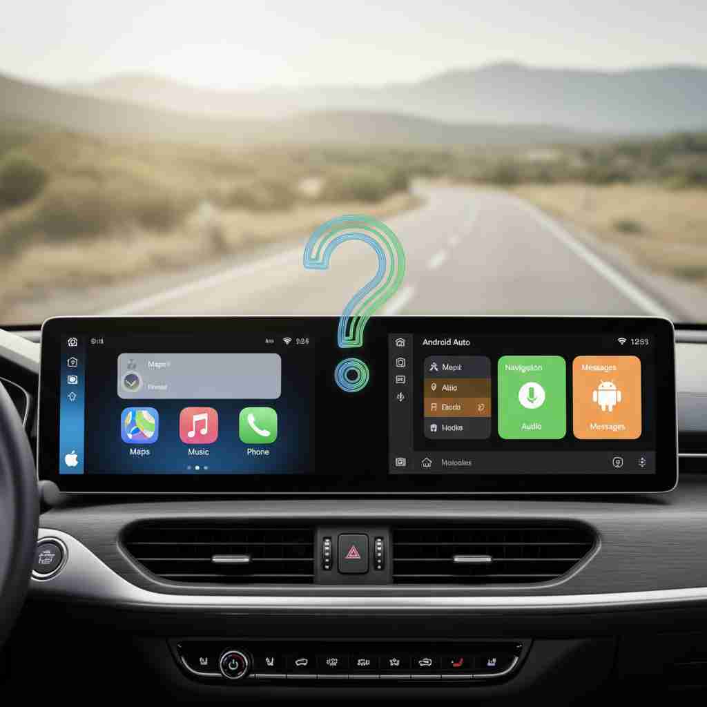 An image illustrating Apple CarPlay vs. Android Auto: Welches System ist besser?