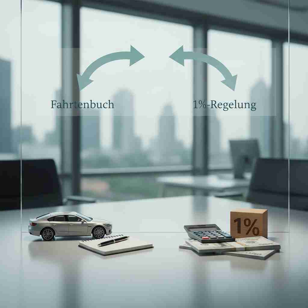 An image illustrating Steuern sparen mit dem Firmenwagen: 1%-Regelung vs. Fahrtenbuch