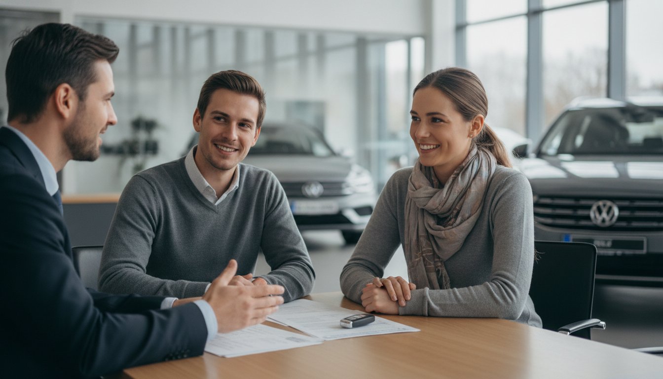 Beratungsgespräch im Autohaus zum Thema Rückgabe und Gewährleistung